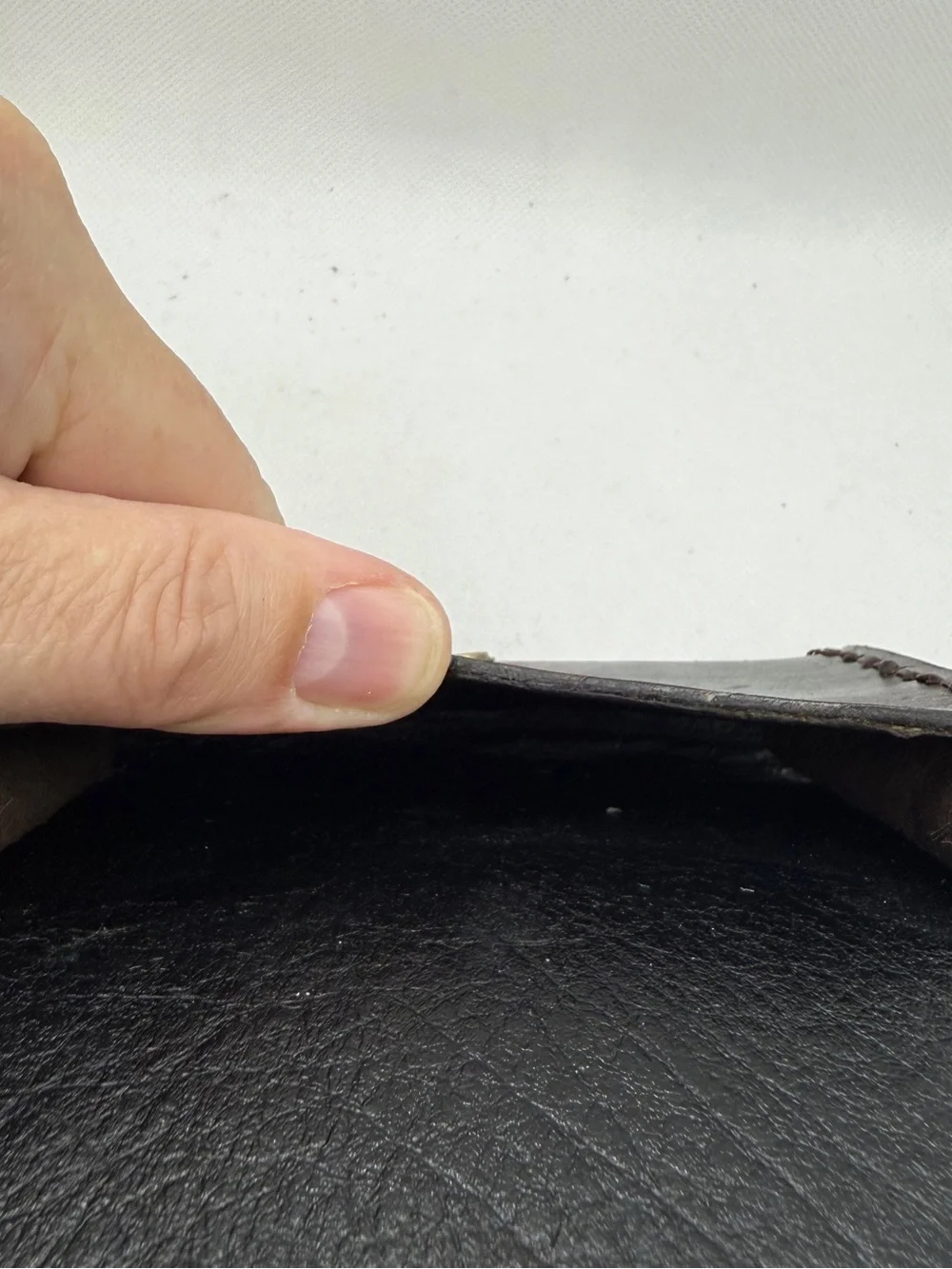 Handmade Leather Snap Card Wallet Dark Brown Minimalist